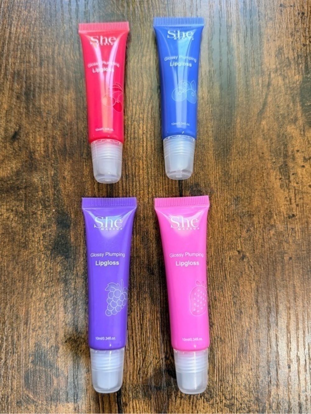 SHE Makeup Glossy Plumping Lipgloss - Pink, Purple, Red, Blue